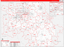 Canton-Massillon Metro Area Wall Map Red Line Style 2026